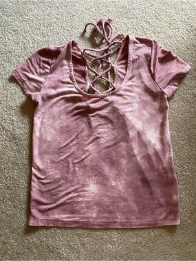 American Eagle tie dye lace up back shirt